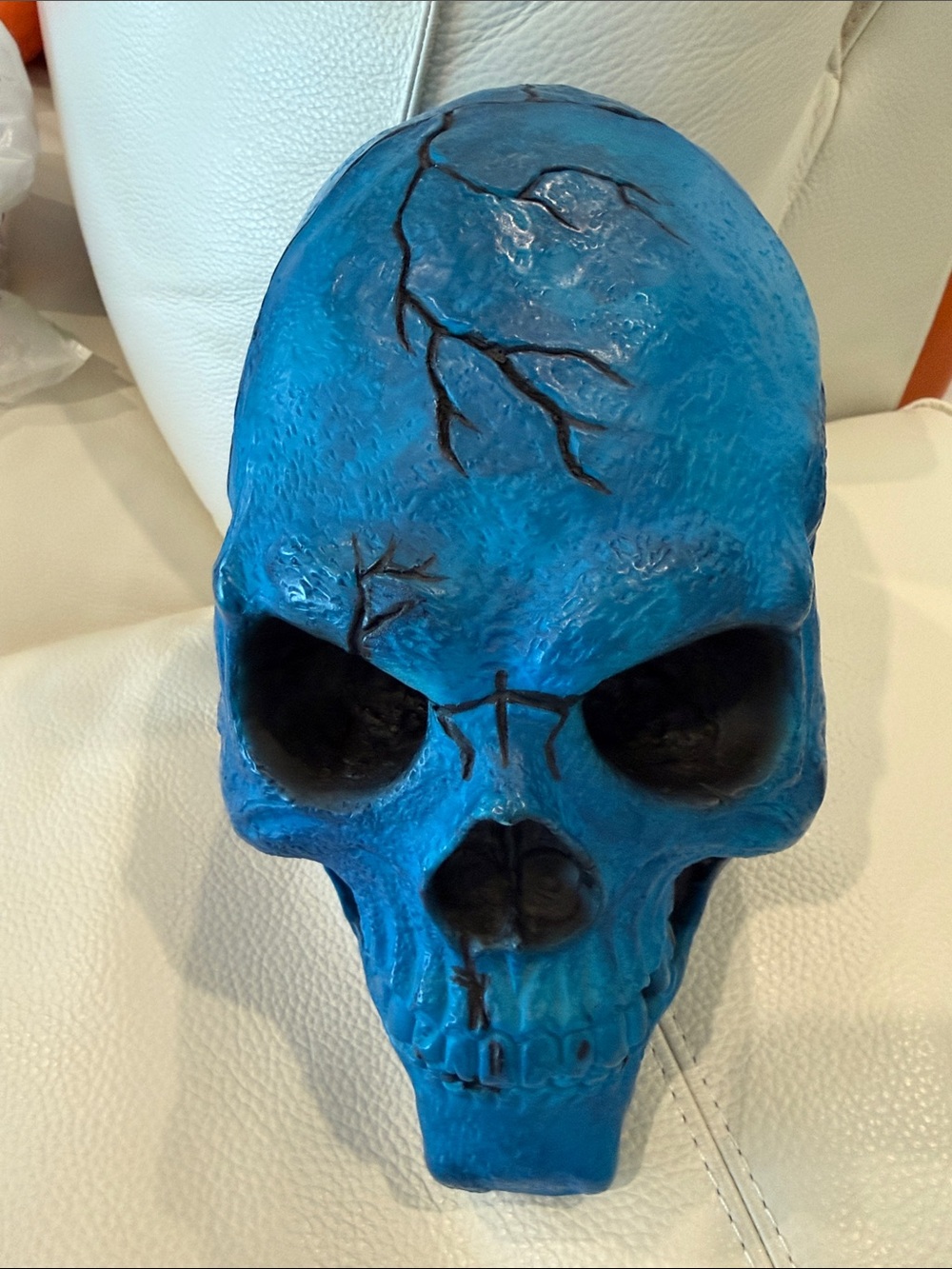 Blue Decorative Skull Accent - Stylish Tabletop Decor